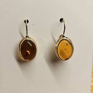 Lois Stern gold tone baltic amber lever back earrings